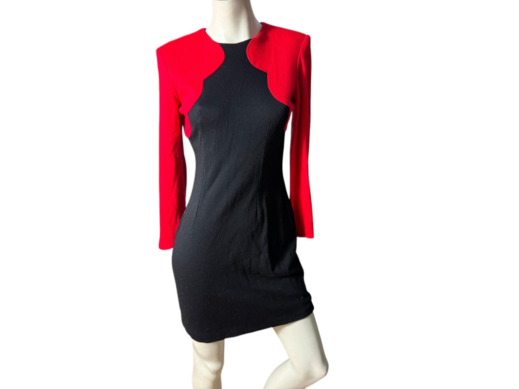 Vintage 80's red & black mini dress S All That Jazz