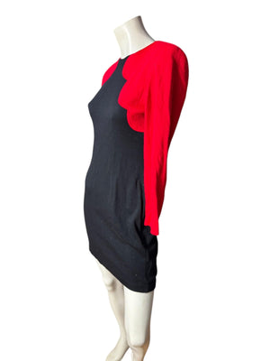 Vintage 80's red & black mini dress S All That Jazz