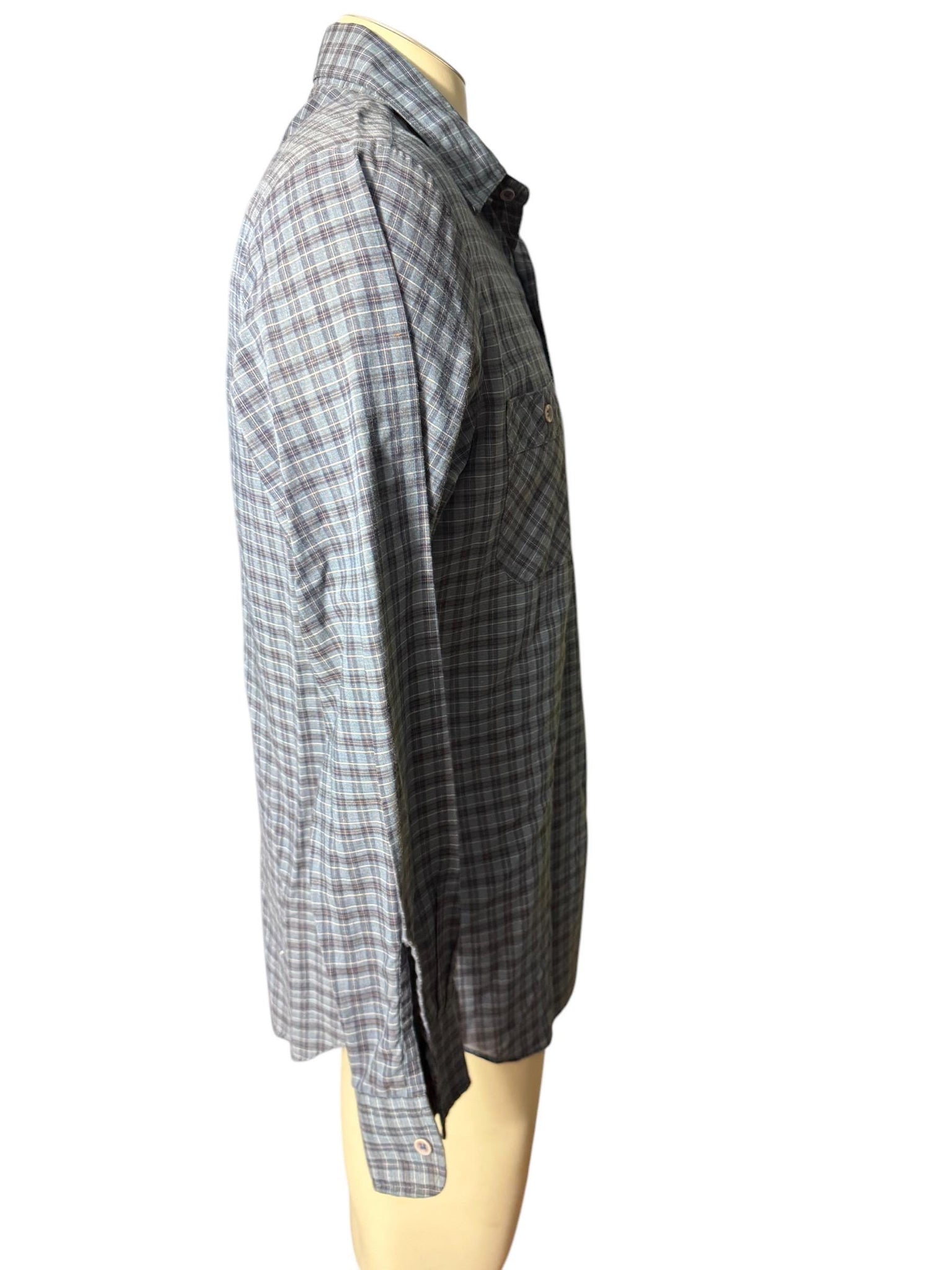 Vintage blue plaid button up shirt L Saturdays