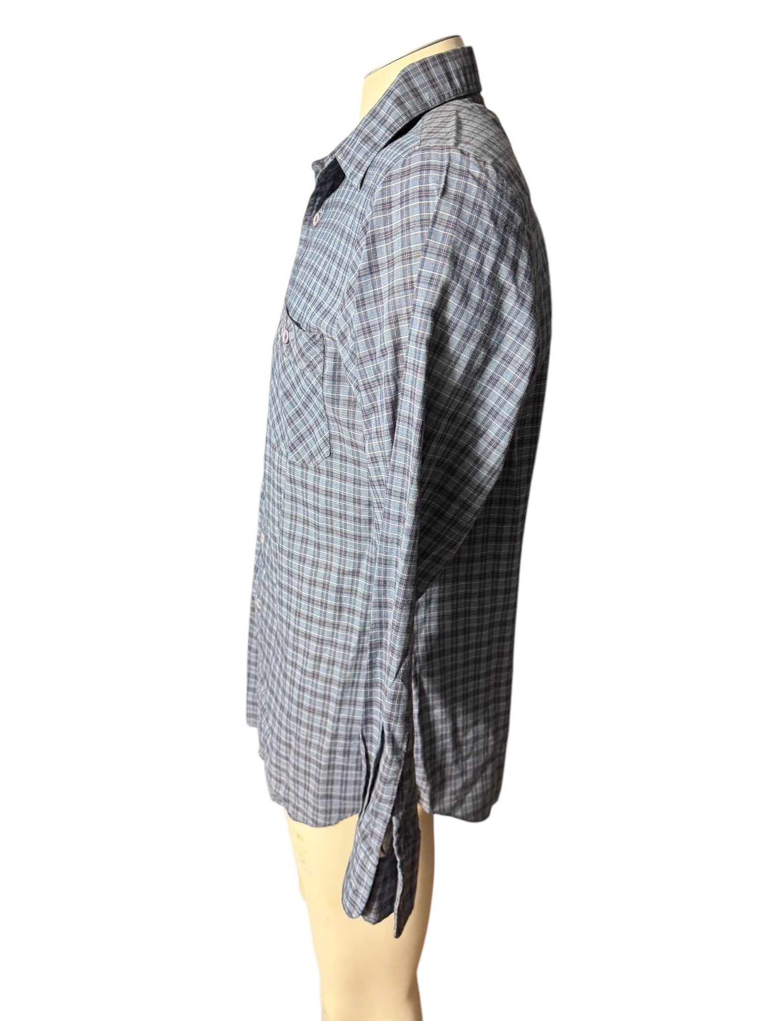 Vintage blue plaid button up shirt L Saturdays