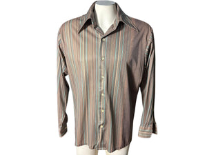 Vintage 70's men's striped shirt XL Donegal