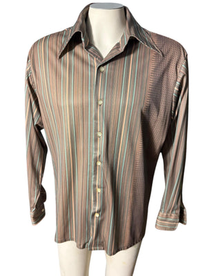 Vintage 70's men's striped shirt XL Donegal