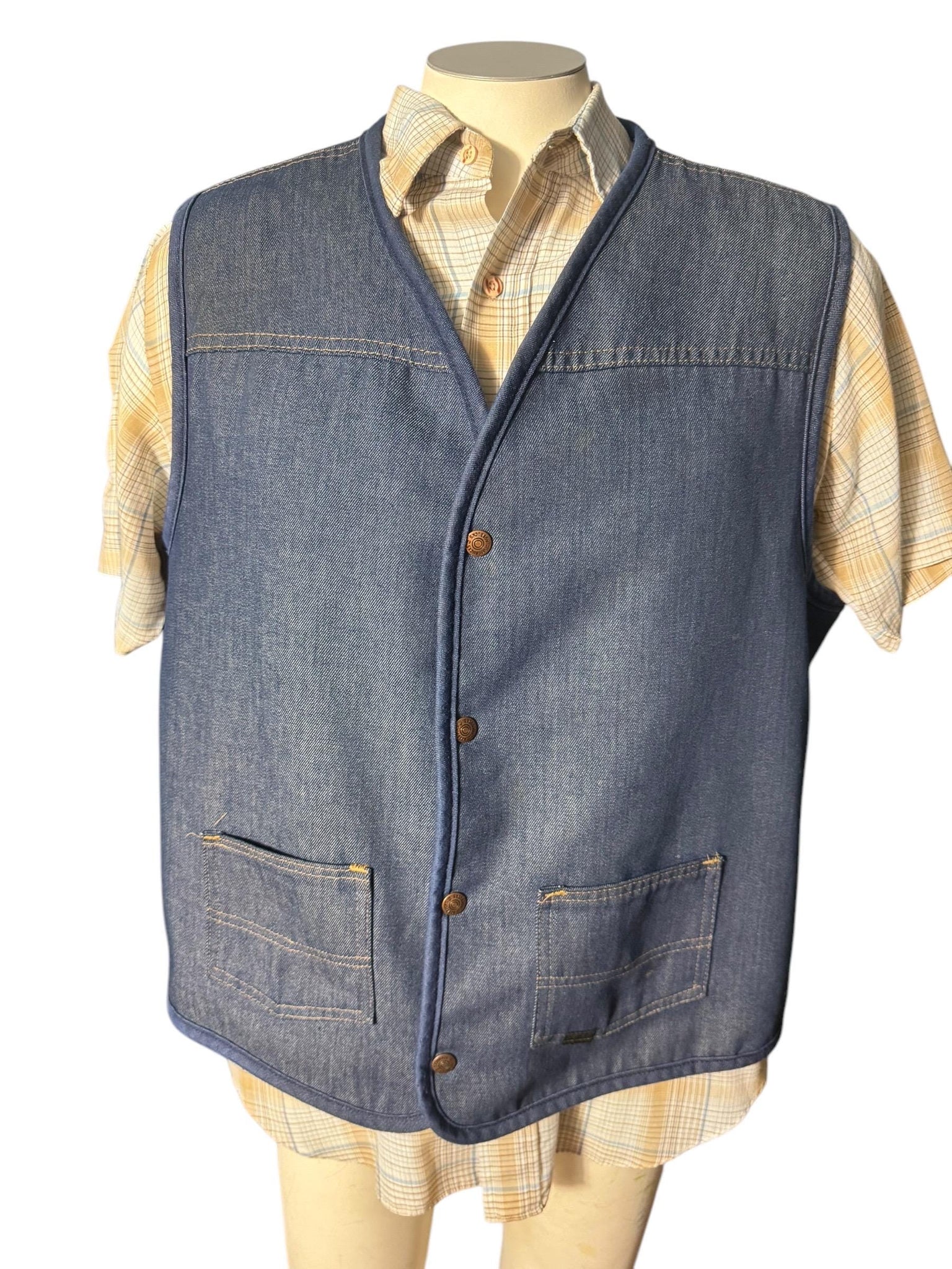 vintage men's jean western vest XL Sears Roebuck