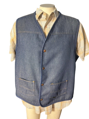 vintage men's jean western vest XL Sears Roebuck