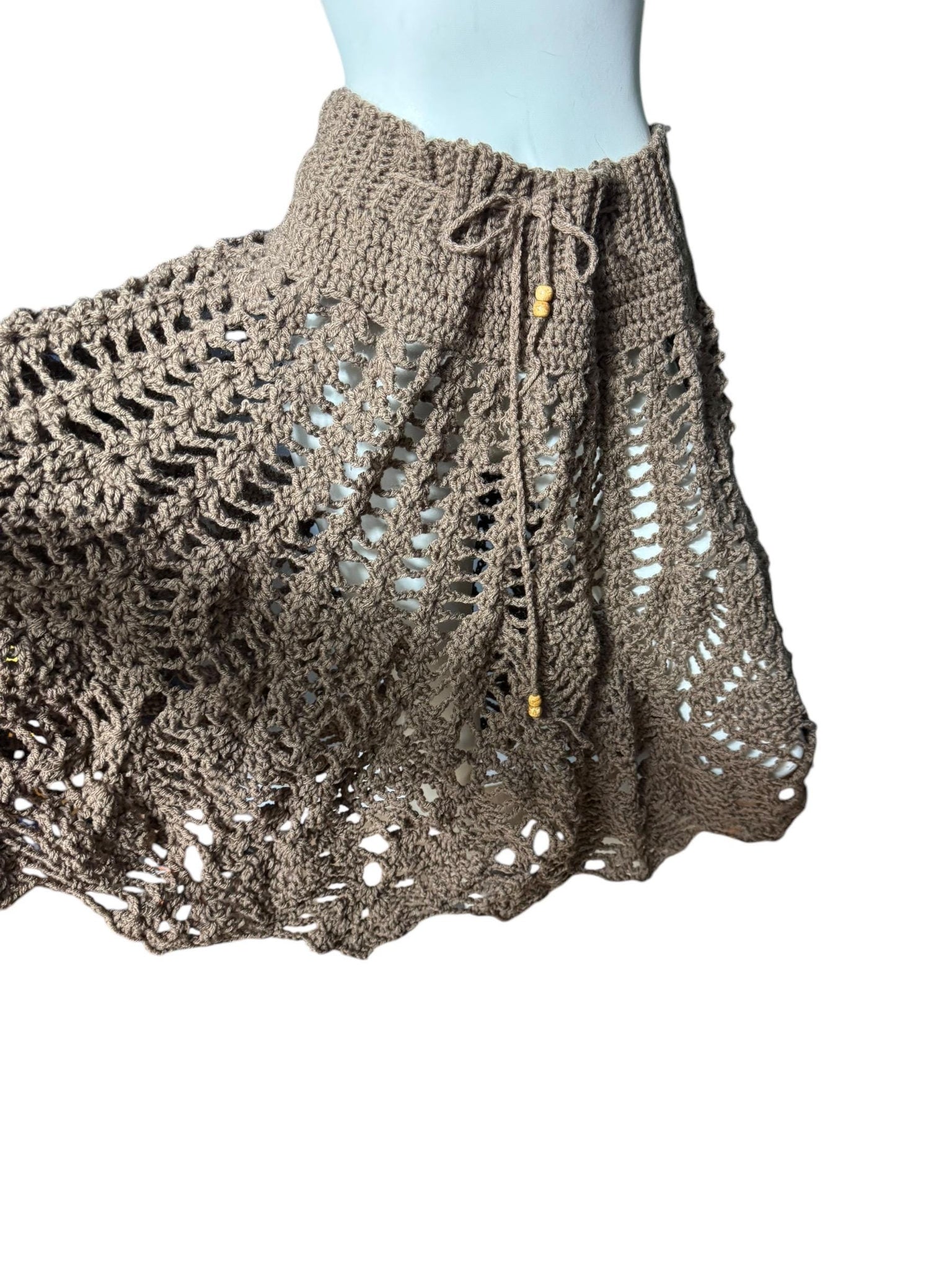 Vintage brown crochet skirt M L XL handmade