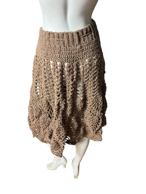 Vintage brown crochet skirt M L XL handmade
