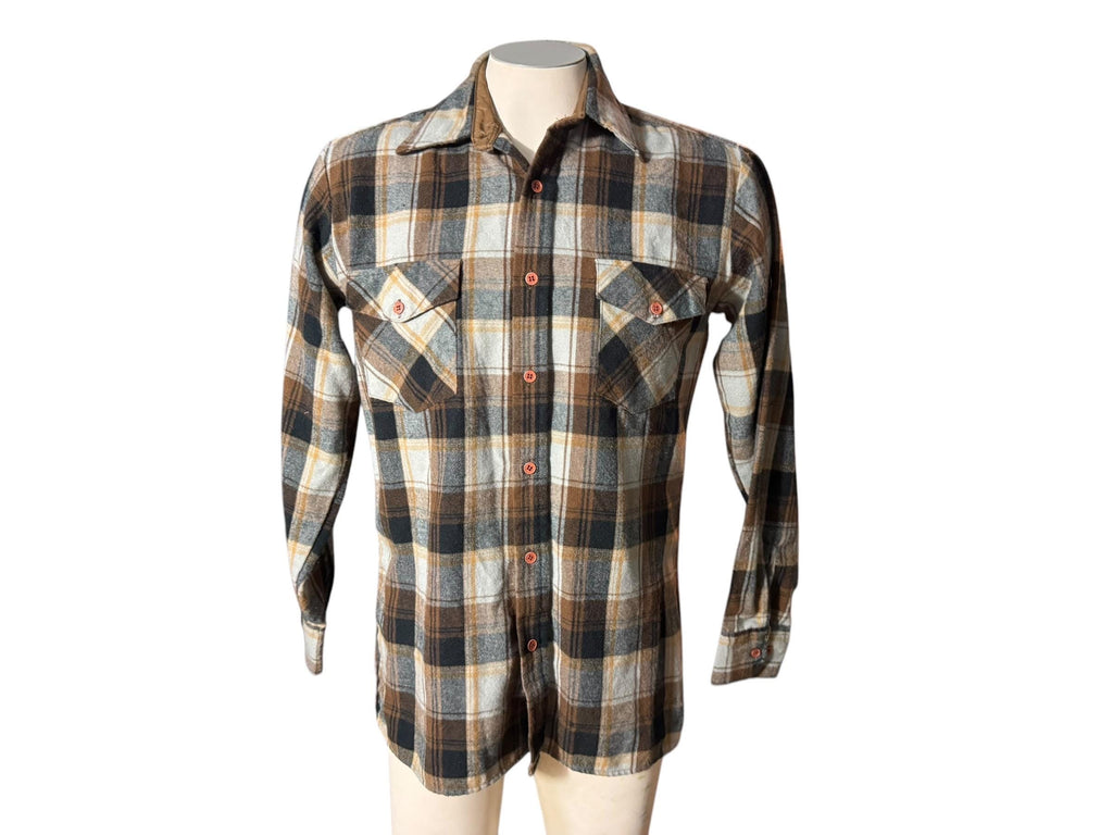 vintage 70's brown flannel shirt S Holmes