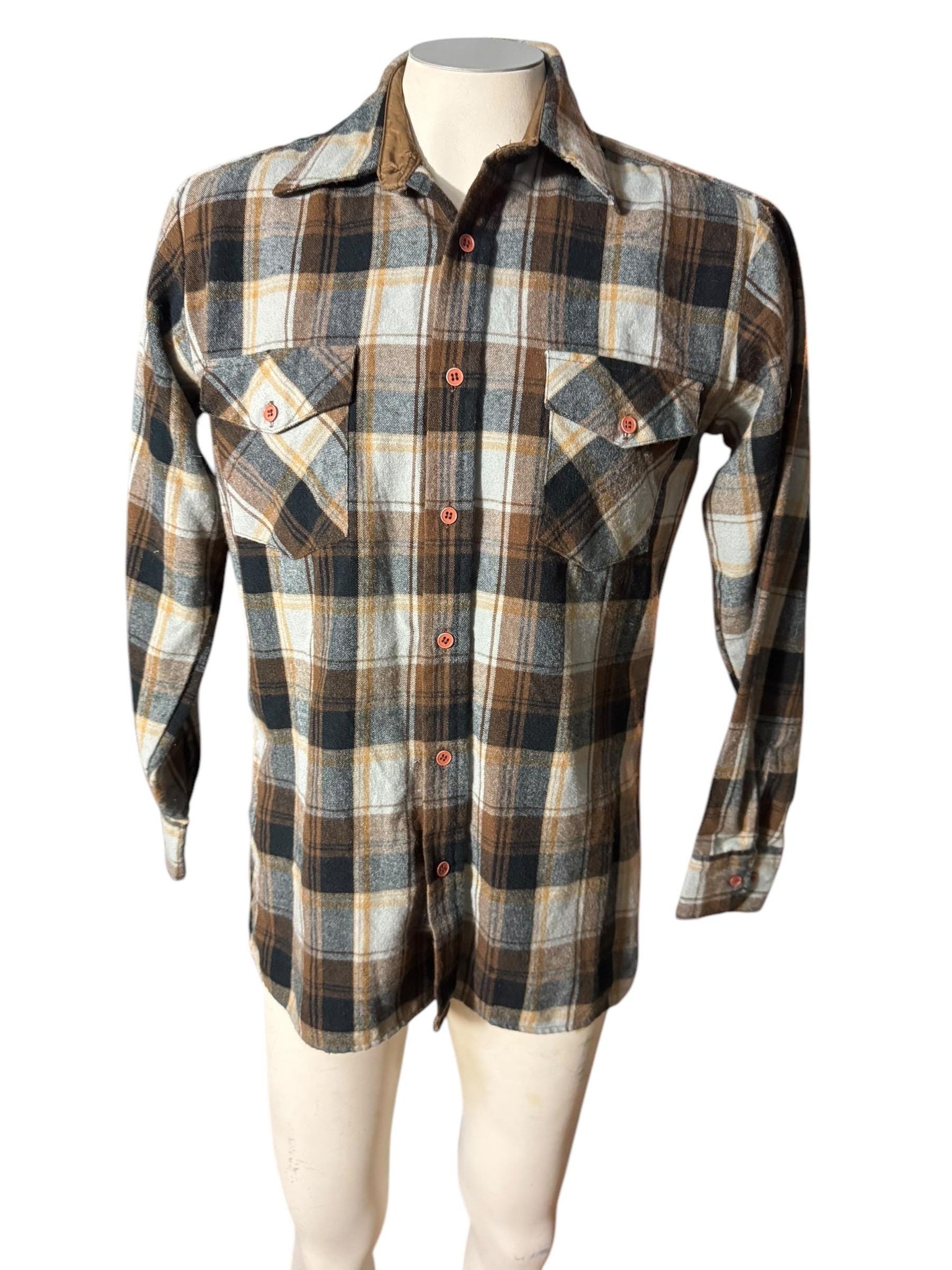 vintage 70's brown flannel shirt S Holmes
