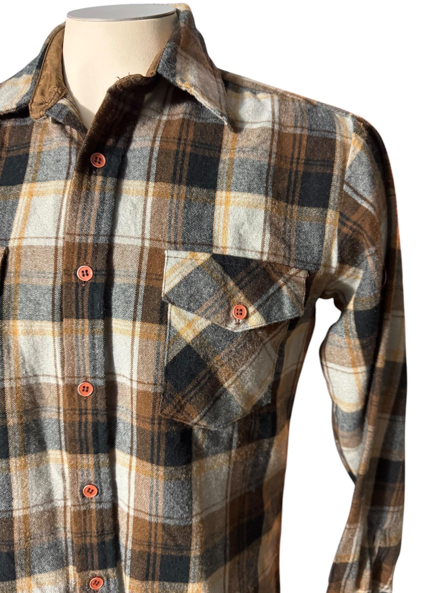 vintage 70's brown flannel shirt S Holmes