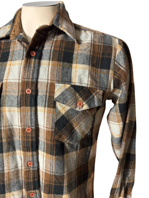 vintage 70's brown flannel shirt S Holmes