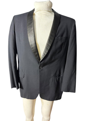 Vintage black tuxedo jacket brown lapel 46 After Six