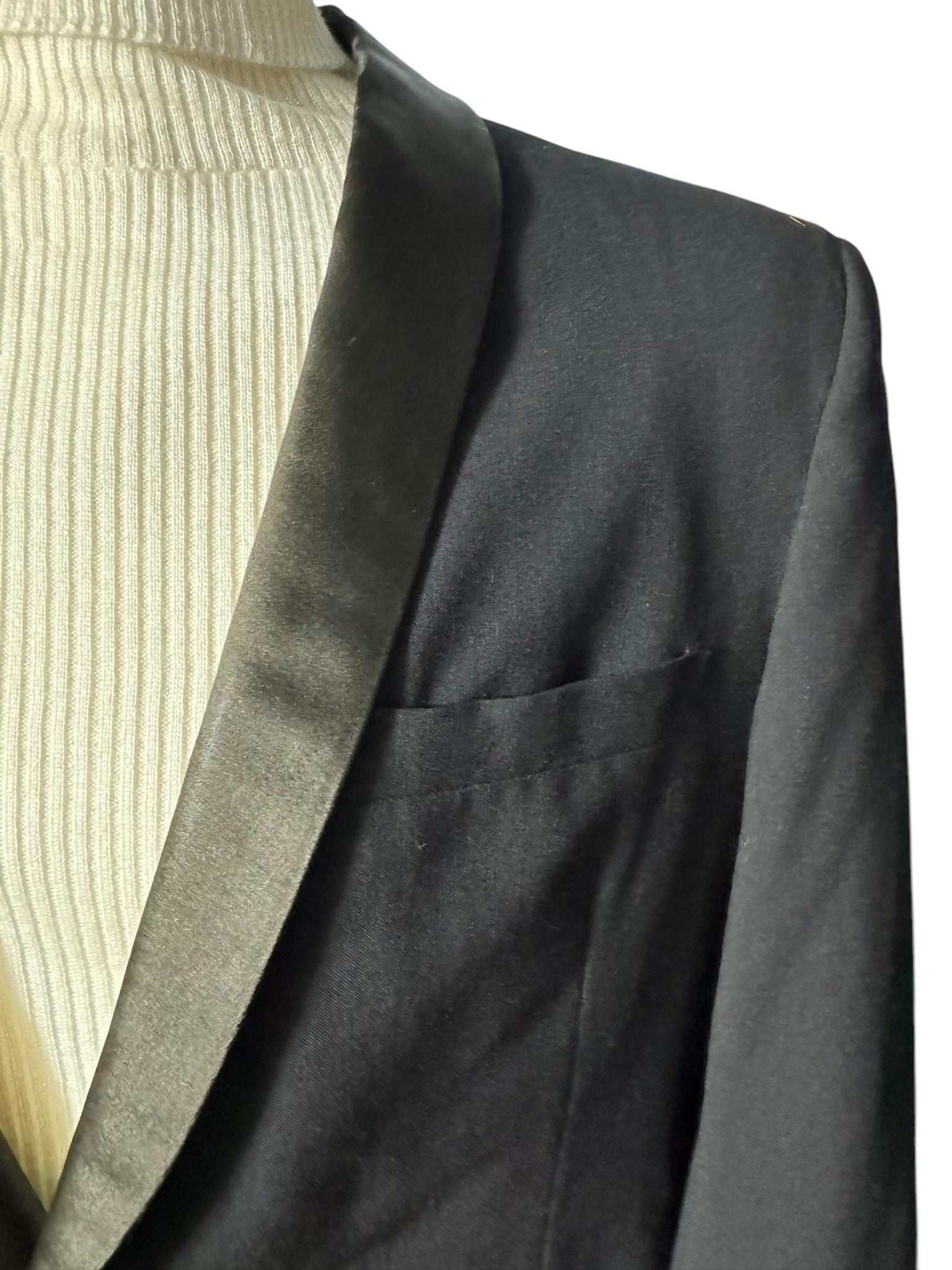 Vintage black tuxedo jacket brown lapel 46 After Six
