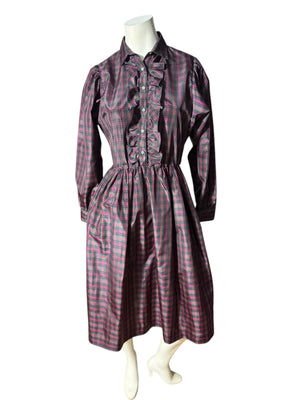 Vintage 80’s plaid prairie dress 6 Anita Kantor