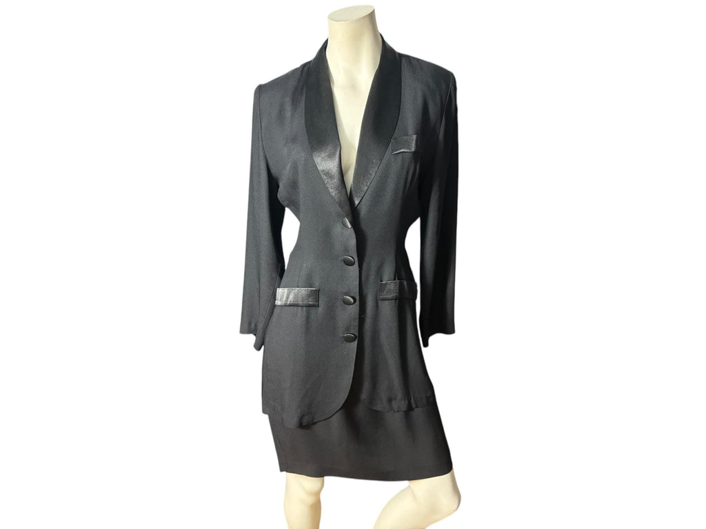 Vintage 80's black fitted skirt suit 9 Rampage