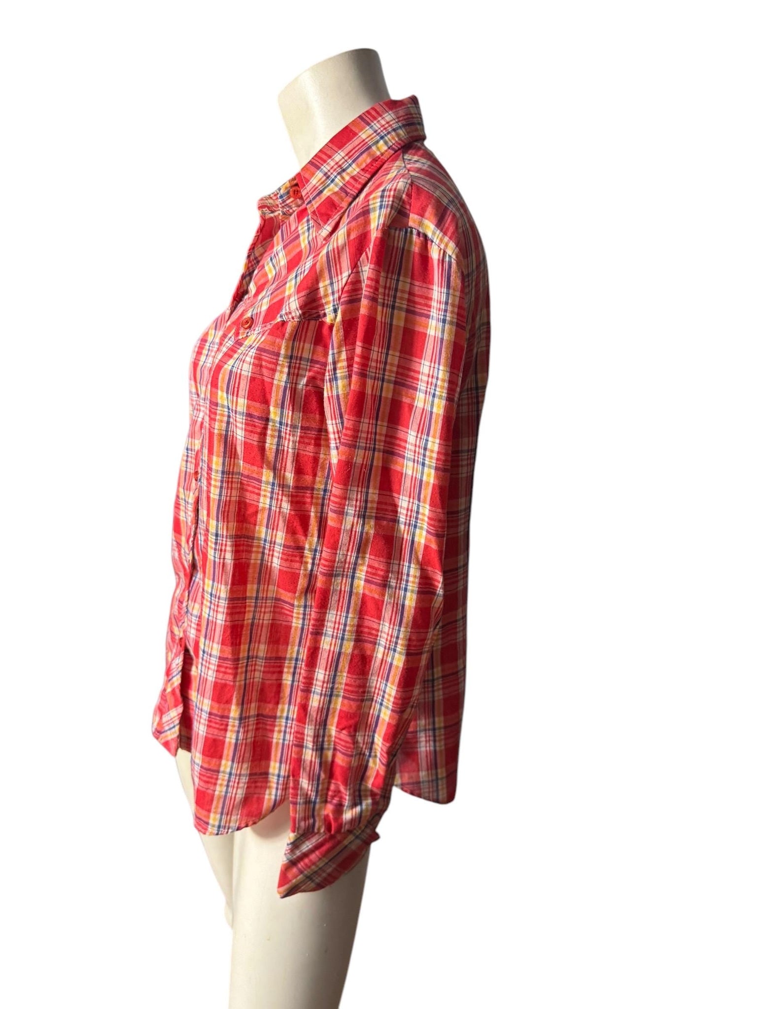 Vintage 70's red & white western shirt S