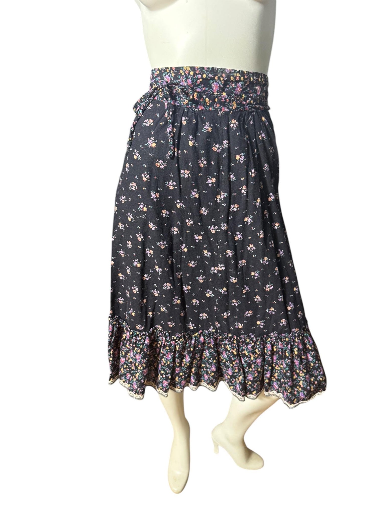 Vintage 70's calico boho skirt XS Gunne Sax style