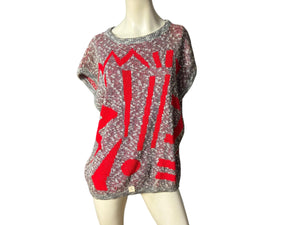 Vintage 80's black, white, & red mod sweater shirt XL 42