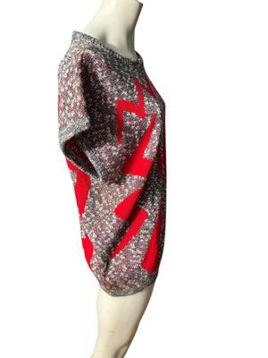 Vintage 80's black, white, & red mod sweater shirt XL 42