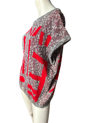 Vintage 80's black, white, & red mod sweater shirt XL 42