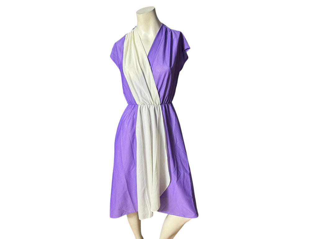 Vintage purple 70's 80's wrap style dress M