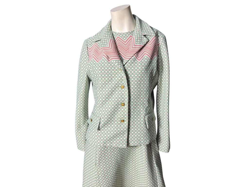 Vintage 70's green dress & jacket set L