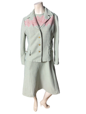 Vintage 70's green dress & jacket set L