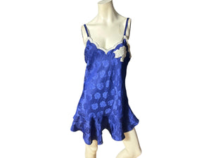 Vintage 80's blue Victoria's Secret short nightgown L