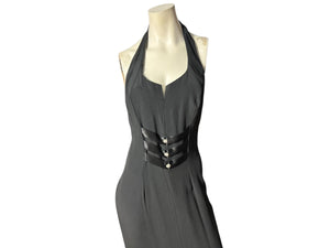 Vintage black long halter dress 12 L Alyce Designs