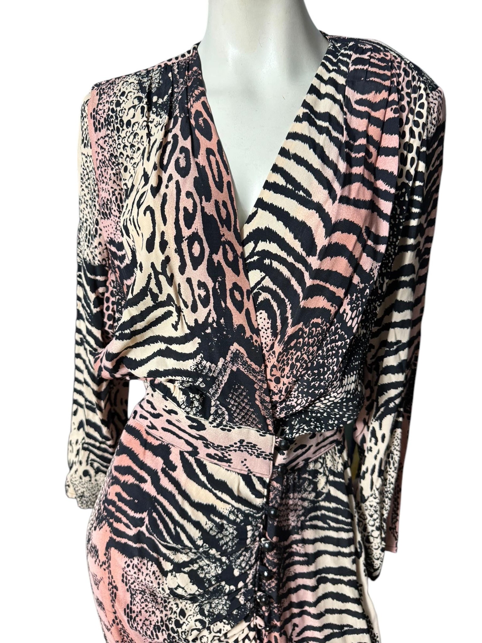Vintage 80's rayon animal print dress 10 Barbara Barbara