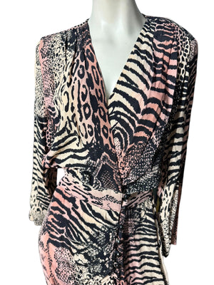 Vintage 80's rayon animal print dress 10 Barbara Barbara