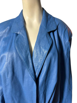 Vintage bue 80's leather jacket 34 M