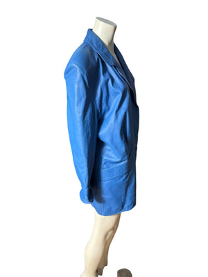 Vintage bue 80's leather jacket 34 M