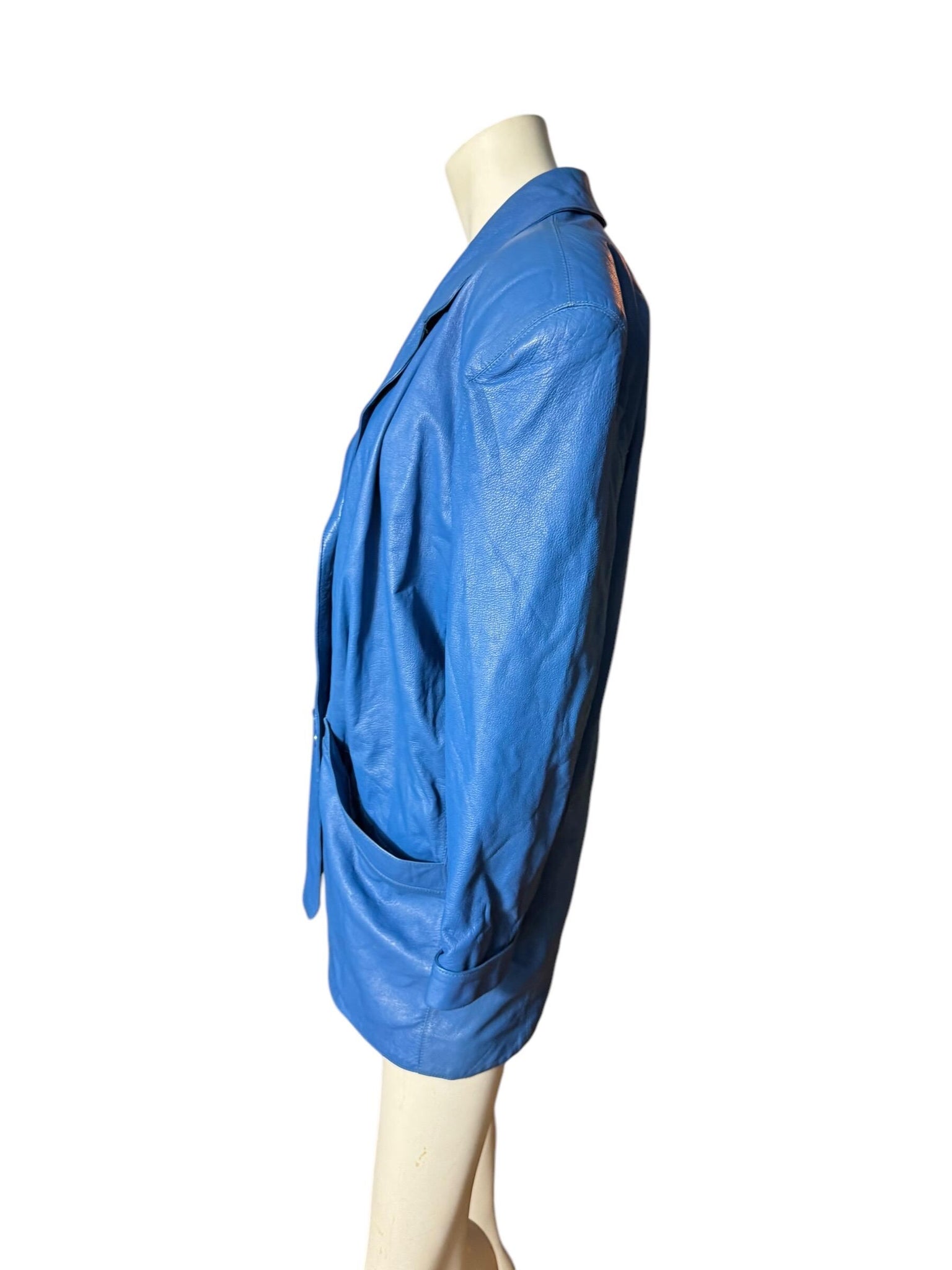 Vintage bue 80's leather jacket 34 M