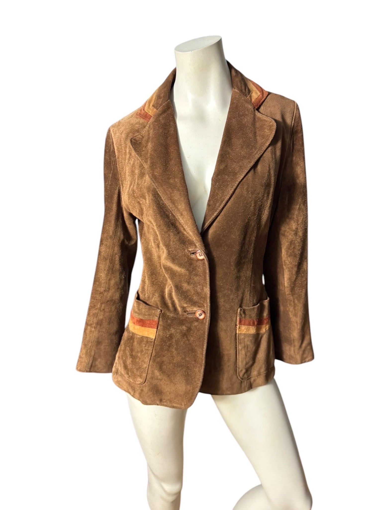 Vintage 70’s brown suede leather jacket 12 M