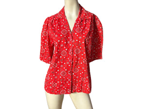 Vintage 1970’s red bandana top shirt L