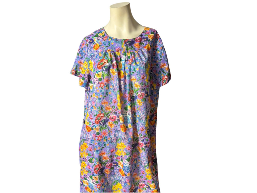 Vintage purple floral caftan dress L XL