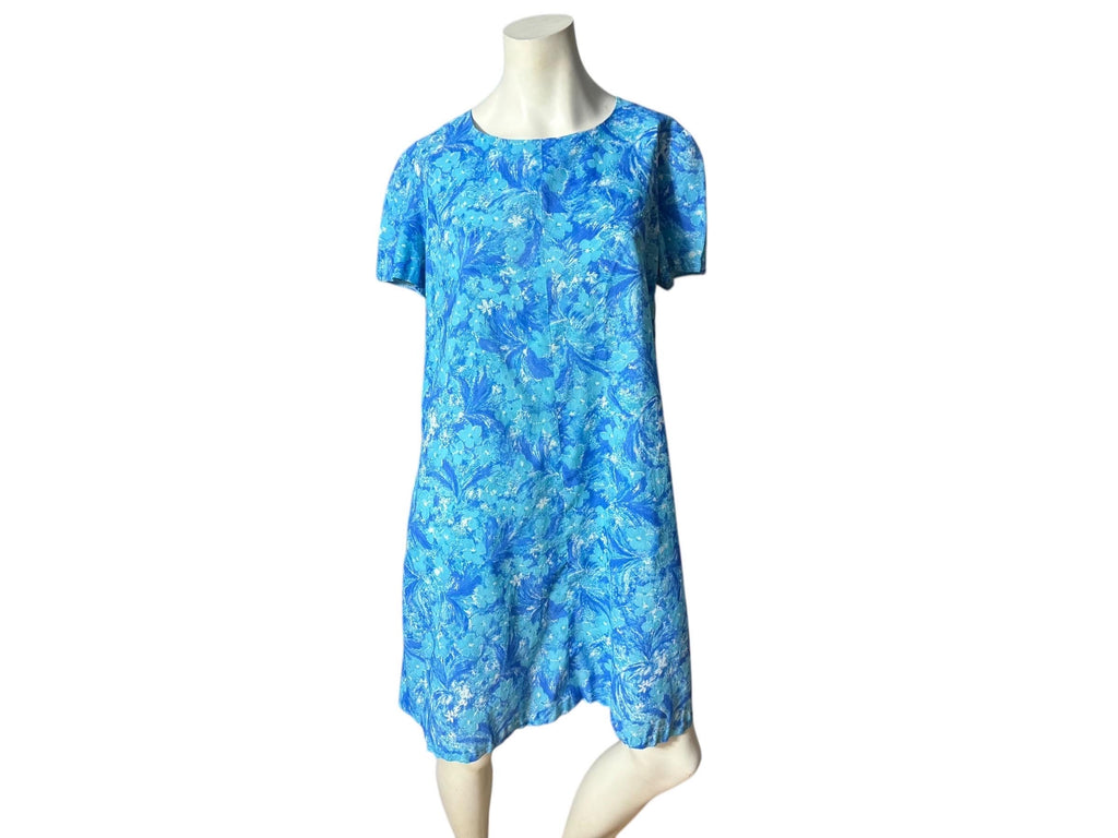 Vintage 70's blue floral dress L XL