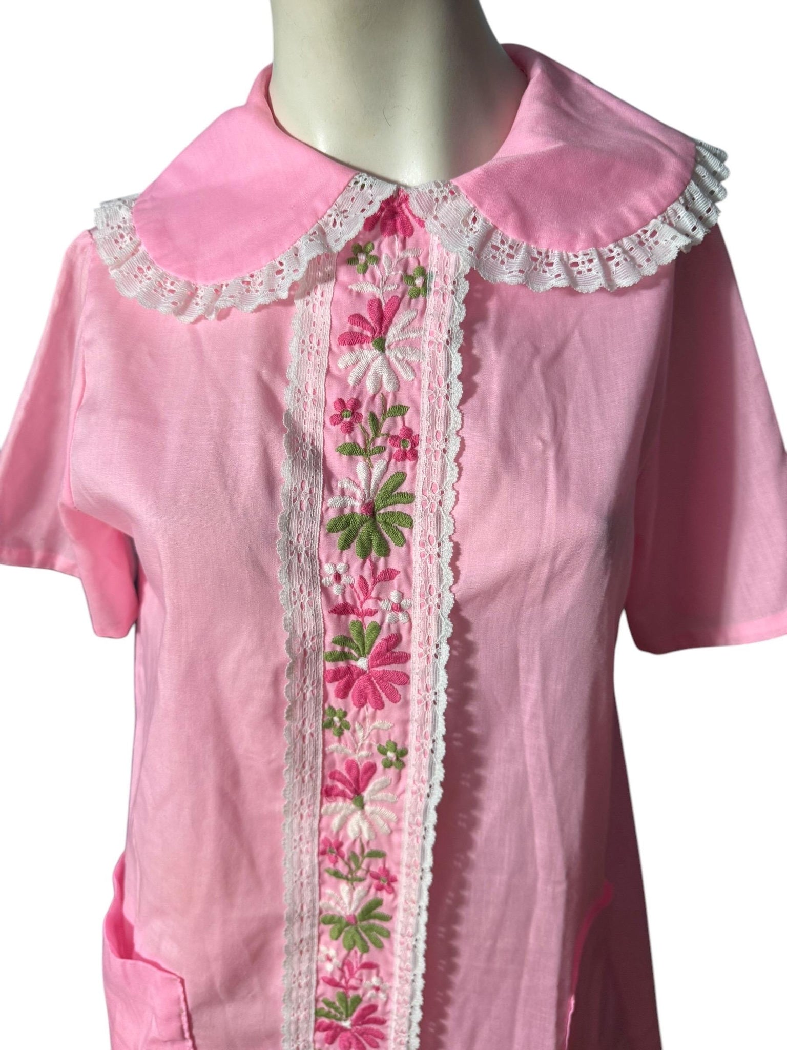Vintage 60's cotton pink robe house dress L