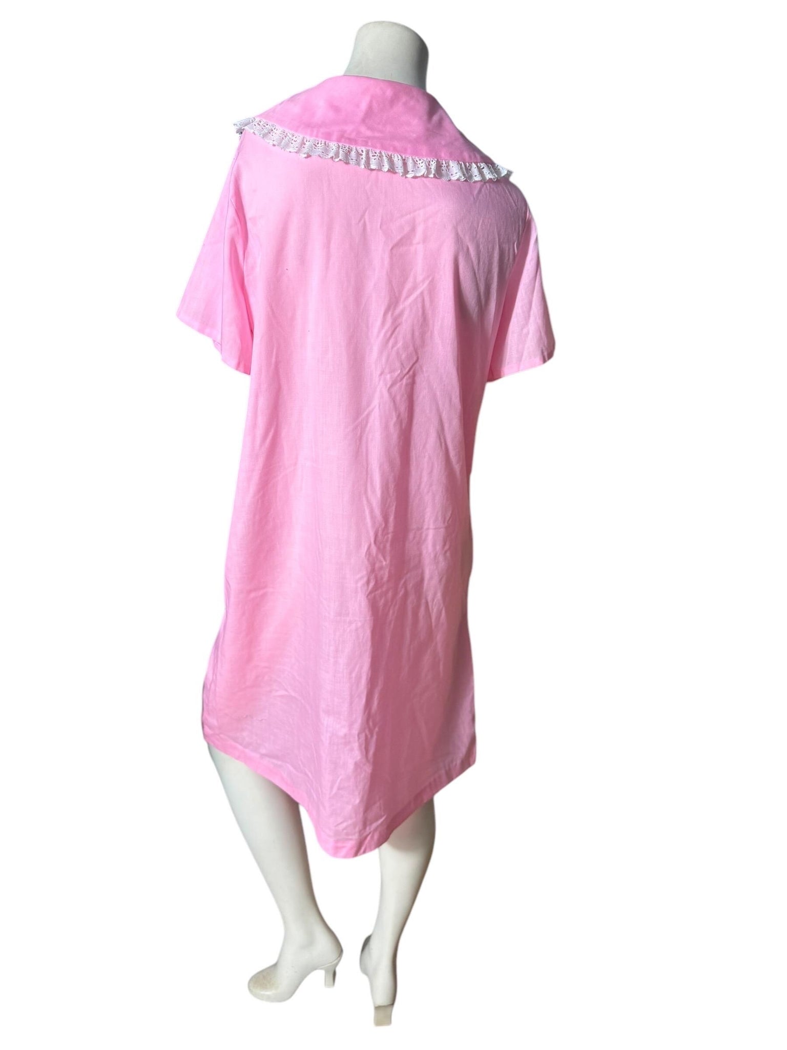 Vintage 60's cotton pink robe house dress L