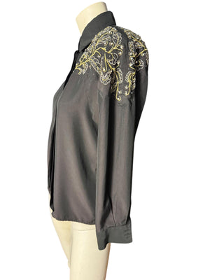 vintage 80's black bead blouse 6 Jarrod's
