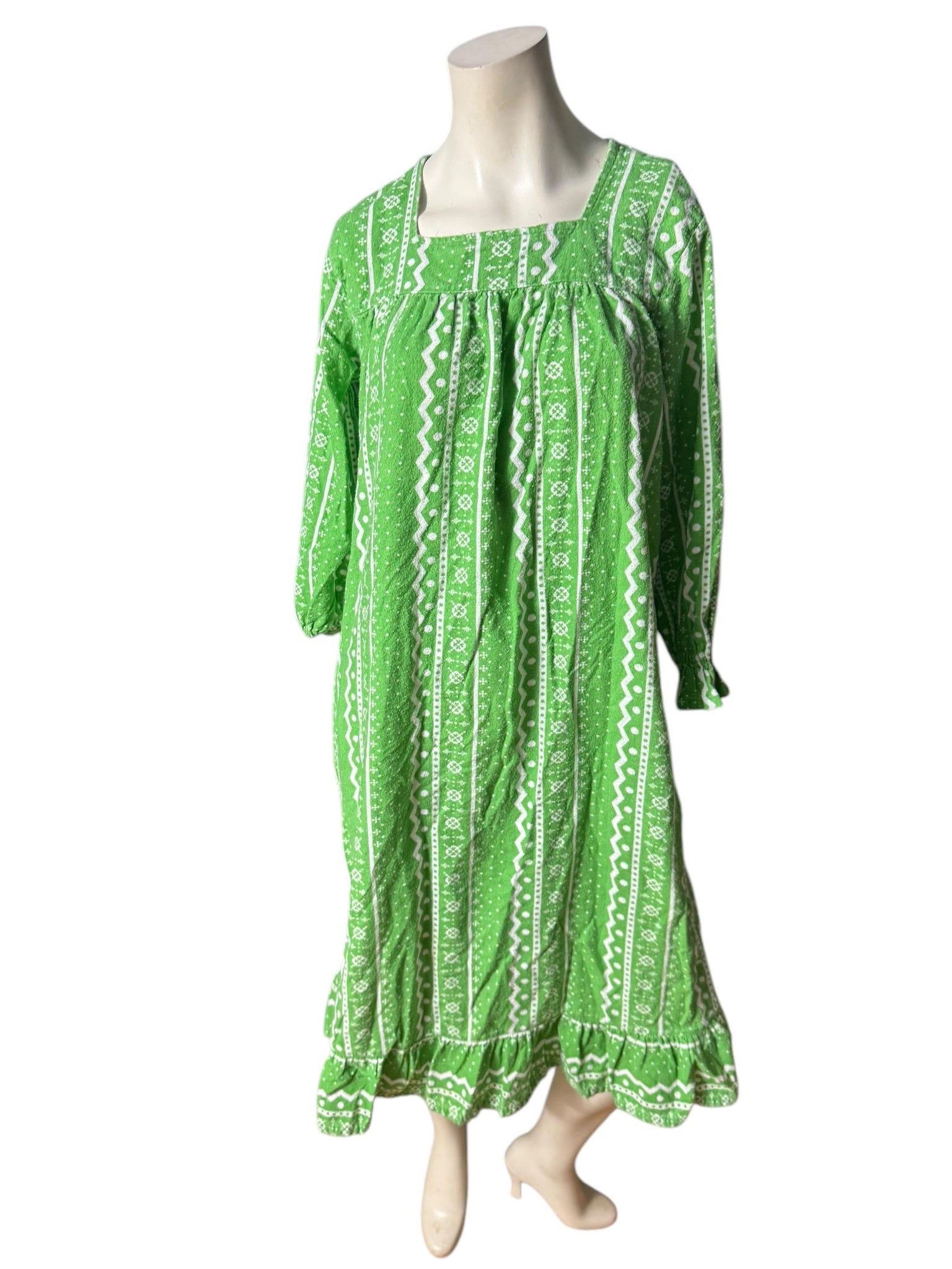 Vintage 80's green flannel nightgown S Anthony Richards