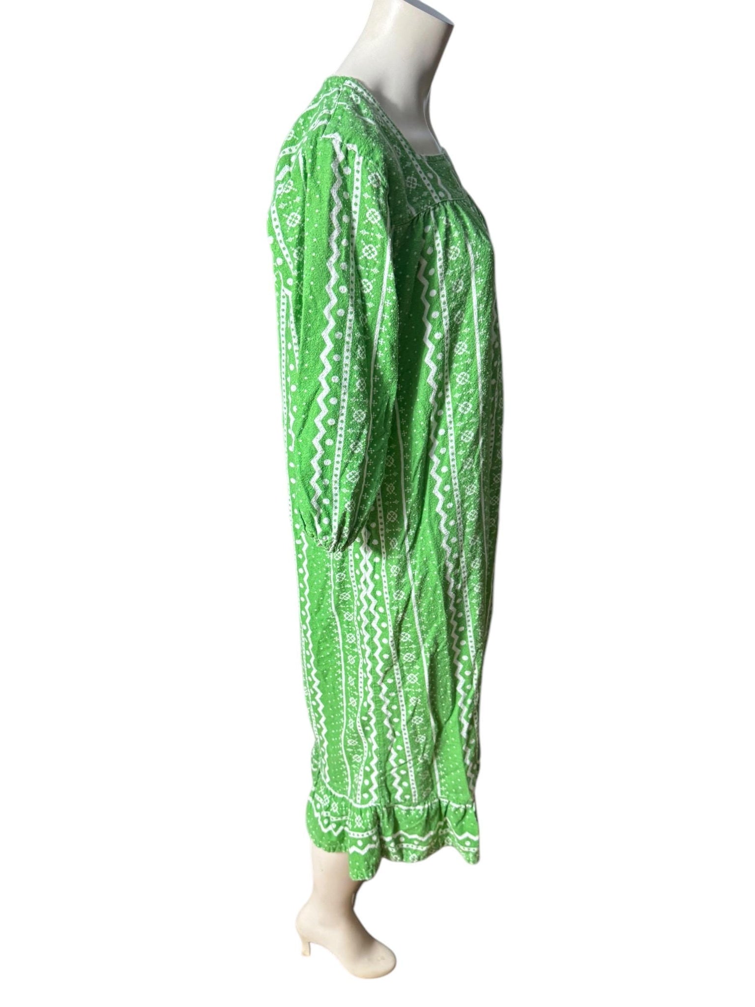 Vintage 80's green flannel nightgown S Anthony Richards