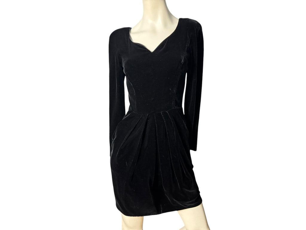 Vintage 80's black velvet dress 6 Maggy London