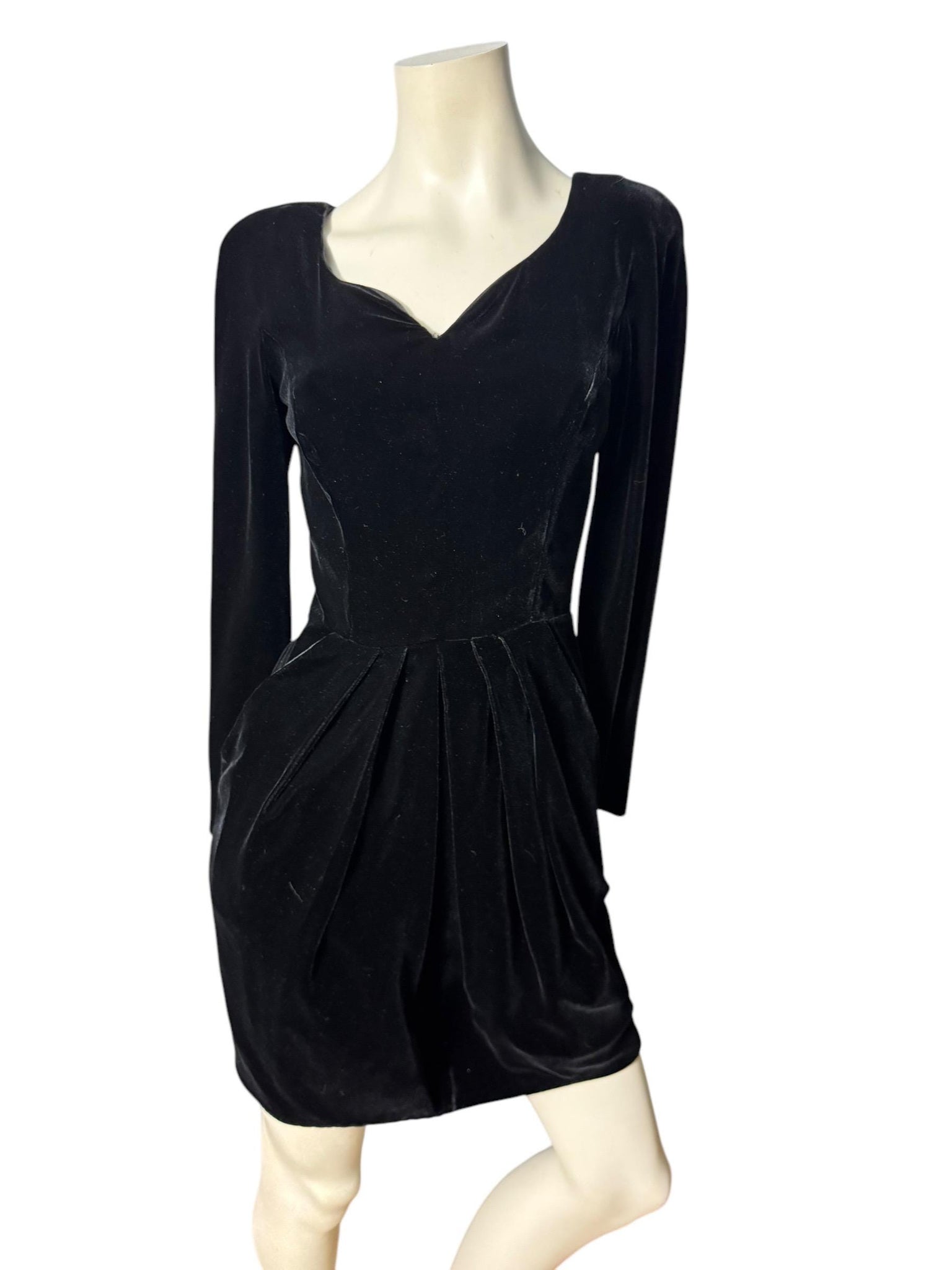 Vintage 80's black velvet dress 6 Maggy London