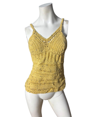Handmade crochet bustier top yellow M L