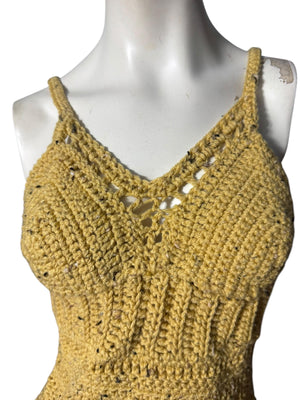 Handmade crochet bustier top yellow M L