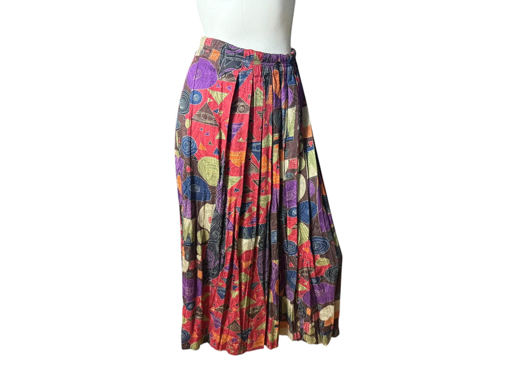 Vintage 80's abstract skirt rayon 8 Takata