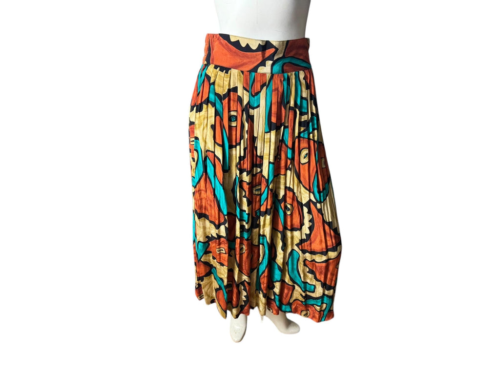 Vintage 80's abstact zip skirt rayon 4 Platinum