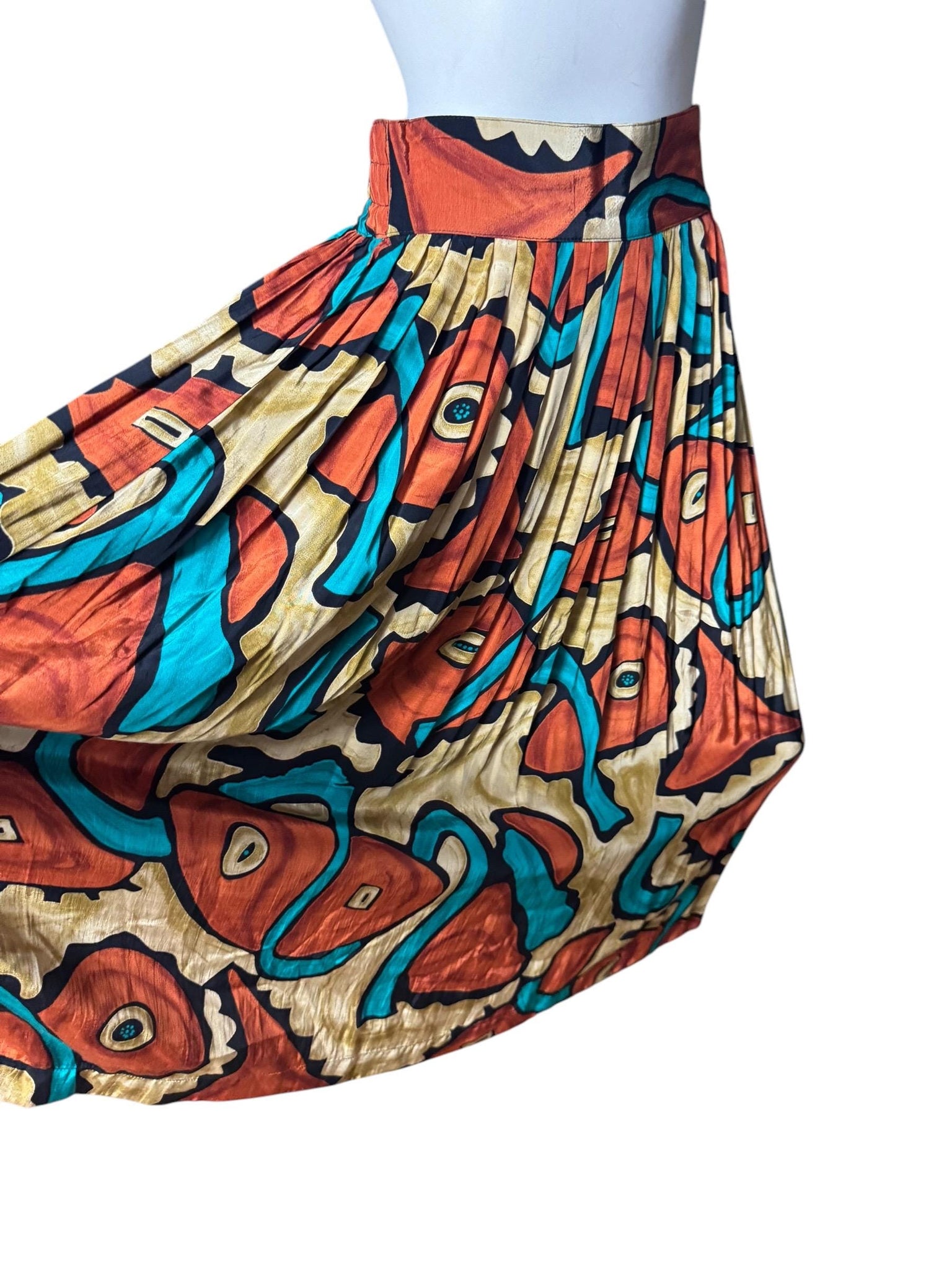 Vintage 80's abstact zip skirt rayon 4 Platinum