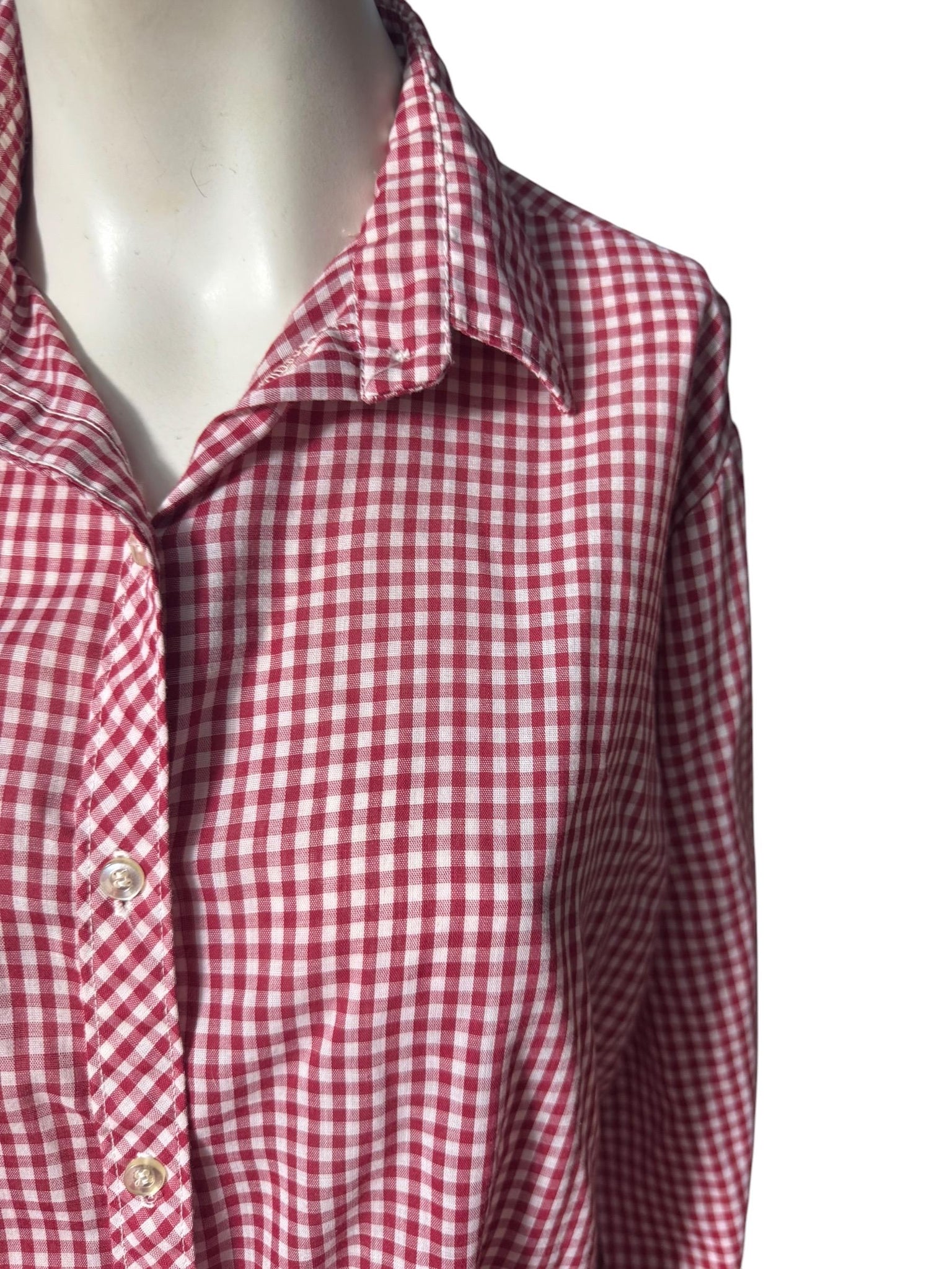Vintage 70’s womens shirt red check XL Sears